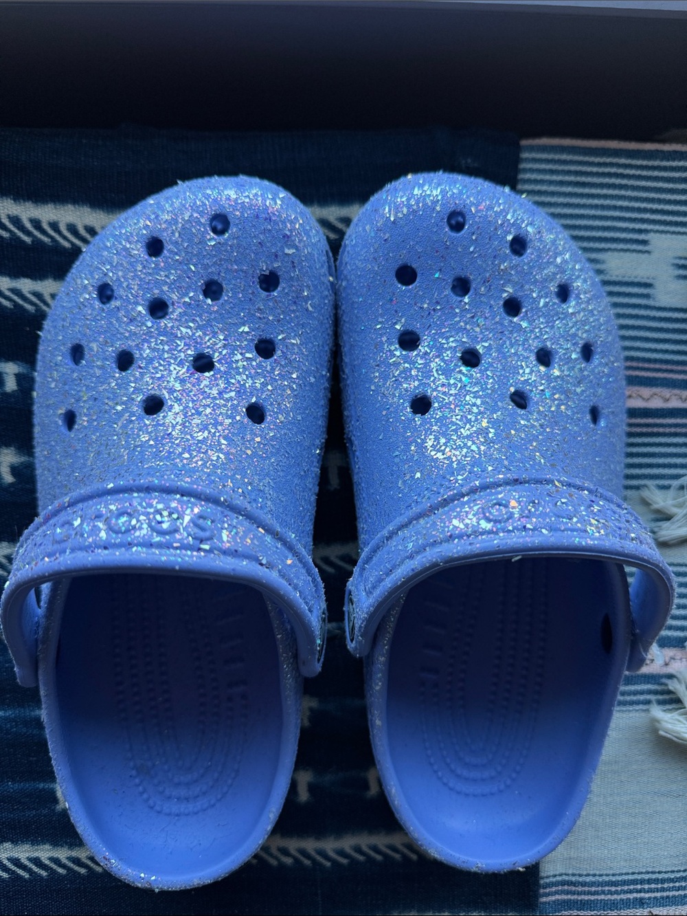 Crocs Kids Blue Glitter croc Shoes